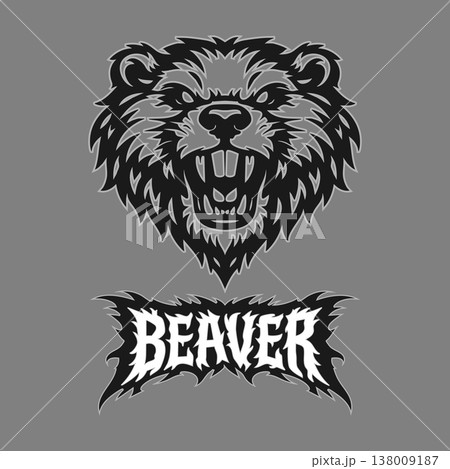 Vector tribal beaver logo with text 138009187