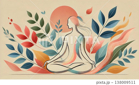 芸術的でミニマルな女性のイラスト 芸術的でミニマルな女性のイラスト 138009511