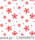 Christmas seamless pattern of snowflakes, red on white background 138009874