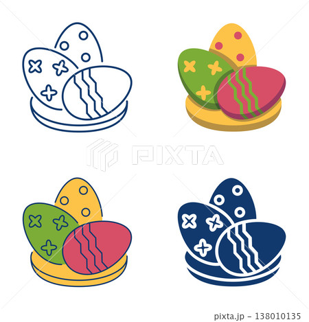 Painted eggs icon set Painted eggs icon set 138010135