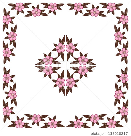 Square pastel floral frame with element in center Square pastel floral frame with element in center 138010217