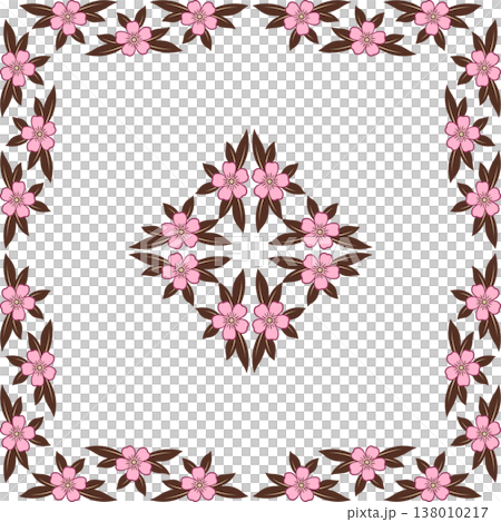 Square pastel floral frame with element in center Square pastel floral frame with element in center 138010217