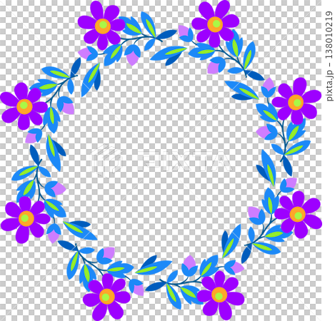 Round floral frame Wreath of purple blue flowers Round floral frame Wreath of purple blue flowers 138010219