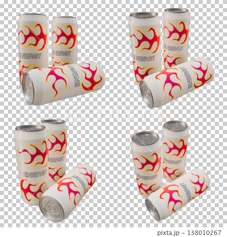 軟性飲料插圖資料：三種能量飲料（1）- 四張插圖 138010267