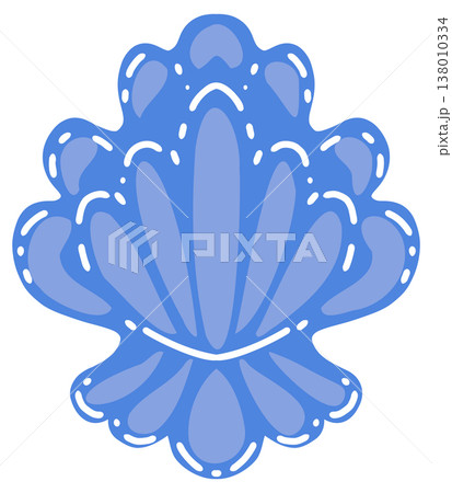Seashell flat vector illustration, blue shell icon, marine ocean symbol, minimalist nautical design, isolated on light background, modern simple beach element 138010334