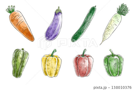 エッジの効いた野菜イラストのセット 138010376