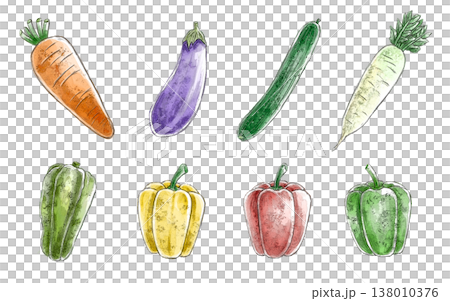 エッジの効いた野菜イラストのセット 138010376