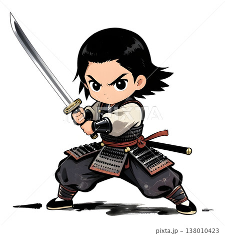 SAMURAI young fighter, graphic style, traditional color dress, in fighting pose. SAMURAI young fighter, graphic style, traditional color dress, in fighting pose. 138010423