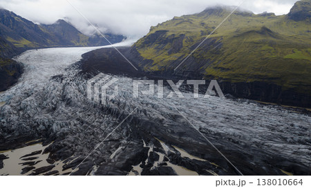 Aerial View of Glacier and Volcanic Terrain in Iceland Aerial View of Glacier and Volcanic Terrain in Iceland 138010664