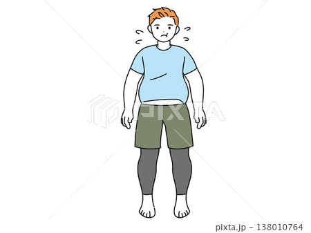 スポーツウェアを着た太った男性の全身図 スポーツウェアを着た太った男性の全身図 138010764