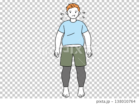 Full-body illustration of a fat man wearing sportswear. Full-body illustration of a fat man wearing sportswear. 138010764