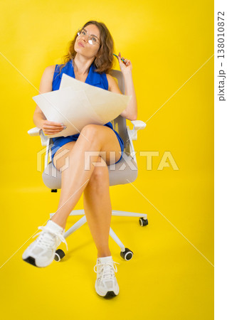 Woman generating new ideas while thinking and planning strategy Woman generating new ideas while thinking and planning strategy 138010872