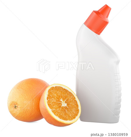 Toilet cleaner bottle with orange scent. 3D rendering 138010959