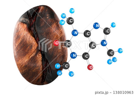 Coffee bean with caffeine molecule, 3d rendering 138010963