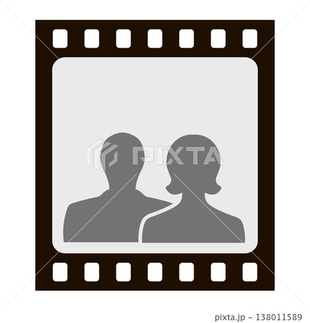 Analog movie film frame vector icon with man woman silhouette placeholder graphic template Analog movie film frame vector icon with man woman silhouette placeholder graphic template 138011589