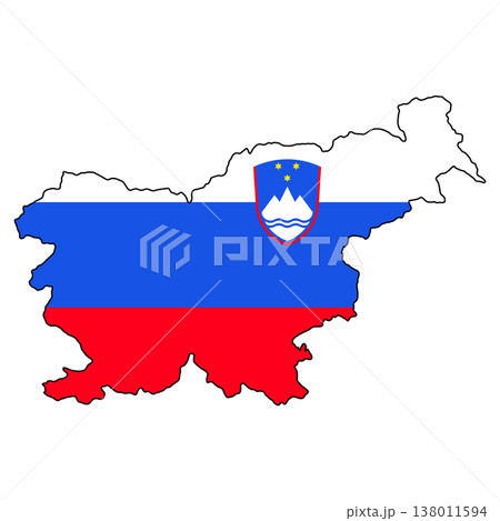 Slovenia map outline with national flag vector geography illustration 138011594