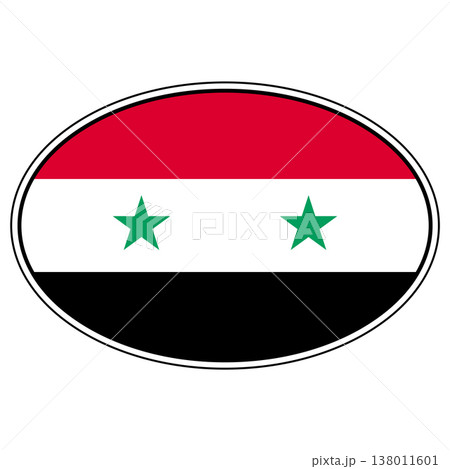 Syria national flag oval sticker emblem patriotic graphic illustration Syria national flag oval sticker emblem patriotic graphic illustration 138011601