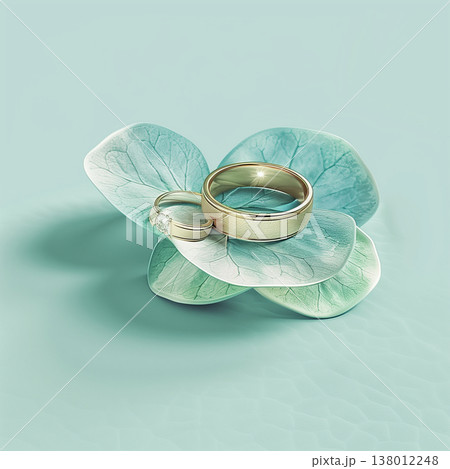 あじさいと結婚指輪のフラットデザインイラスト 138012248