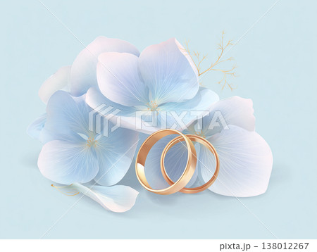 あじさいと結婚指輪のフラットデザインイラスト 138012267