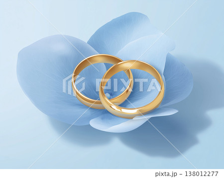あじさいと結婚指輪のフラットデザインイラスト 138012277