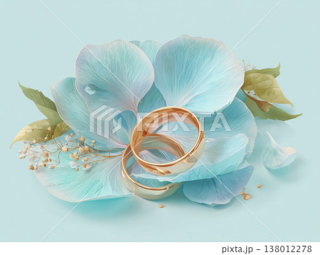 あじさいと結婚指輪のフラットデザインイラスト 138012278
