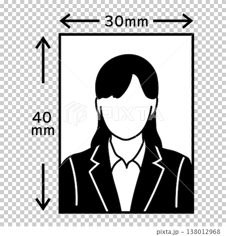 履歴書や就活に使う証明写真のモノクロ人物アイコンイラスト 履歴書や就活に使う証明写真のモノクロ人物アイコンイラスト 138012968