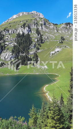 Mount Stockhorn and lake Grunsee in the Swiss Alps 138013336