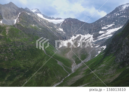 Meltwater streams flowing from a glacier at the Furka Pass Meltwater streams flowing from a glacier at the Furka Pass 138013810