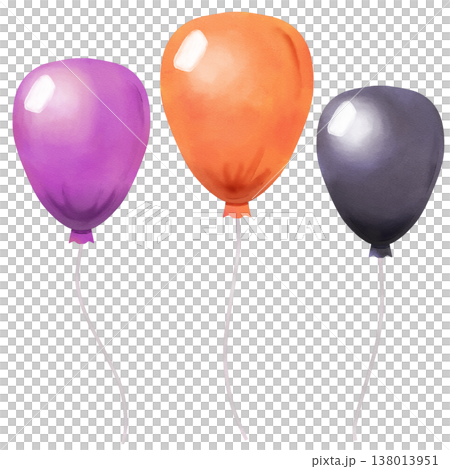 Halloween-colored balloons, stylish watercolor illustration Halloween-colored balloons, stylish watercolor illustration 138013951