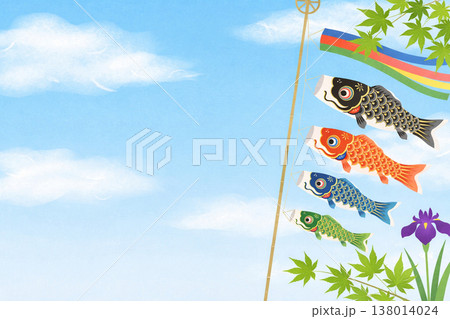 こどもの日 鯉のぼりの和風背景素材 138014024