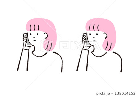 電話をする女性のイラスト 138014152