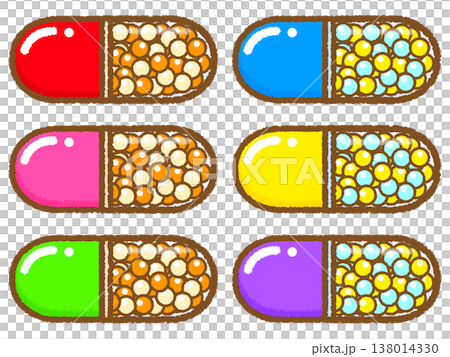 Capsule Medicine Illustration Set 4 138014330