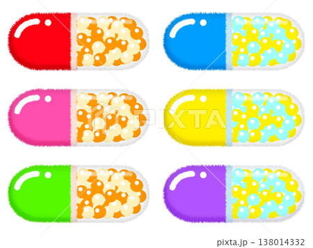 カプセル薬のイラスト素材セット 138014332