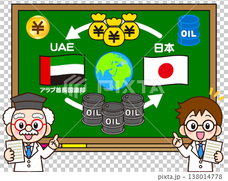 石油の授業をする博士と助手のイラスト素材 石油の授業をする博士と助手のイラスト素材 138014778