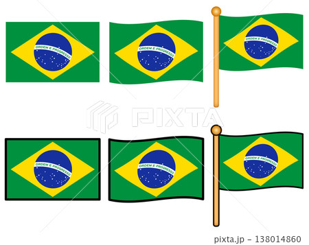 ブラジルの国旗のイラスト素材セット ブラジルの国旗のイラスト素材セット 138014860