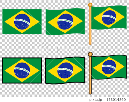 ブラジルの国旗のイラスト素材セット ブラジルの国旗のイラスト素材セット 138014860