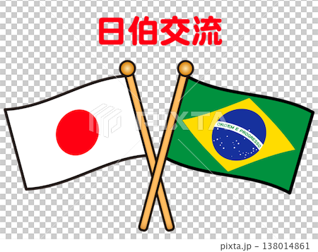 Illustration materials of the Japanese and Brazilian flags (2) Illustration materials of the Japanese and Brazilian flags (2) 138014861