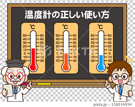 温度計と博士と助手のイラスト素材 138014934