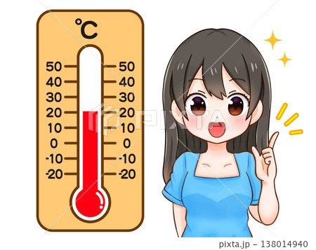 温度計で室温を測る主婦のイラスト素材3 138014940