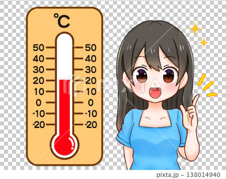 温度計で室温を測る主婦のイラスト素材3 138014940