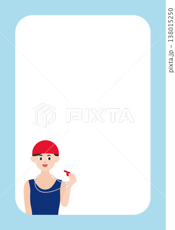 ホイッスルを持った水泳コーチ・選手の縦フレームのベクターイラスト素材 ホイッスルを持った水泳コーチ・選手の縦フレームのベクターイラスト素材 138015250