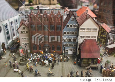 Miniature diorama of a political rally in a 19th-century German town square Miniature diorama of a political rally in a 19th-century German town square 138015688