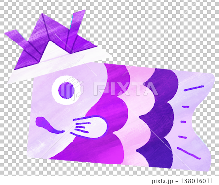 紫鯉魚彩帶與摺紙武士頭盔 138016011