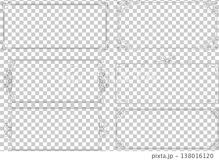 Vintage Calligraphy Style Frame Material 280 <Decorative Border, Decorative Frame, Heart, Line Drawing, Black and White> 138016120