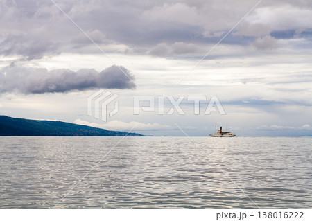 a beautiful ship is sailing in the blue sea a beautiful ship is sailing in the blue sea 138016222