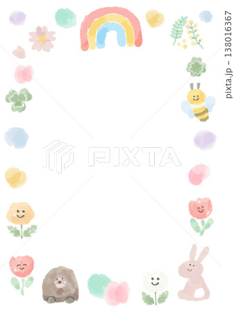 ふんわり可愛い賞状シリーズ｜そのまま使える「がんばったで賞」パステル賞状テンプレート（文字なし・枠の 138016367