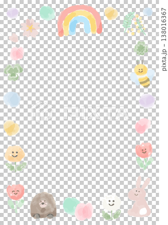 ふんわり可愛い賞状シリーズ｜そのまま使える「がんばったで賞」パステル賞状テンプレート（文字なし・枠の 138016367