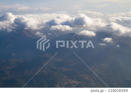 beautiful mountain landscape on high rocks from the height of the flight of the plane 138016569