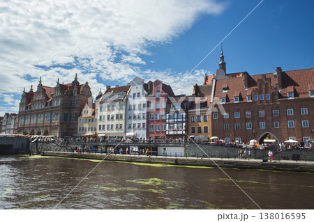 Picturesque waterfront with historic Hanseatic-style buildings along the Motlawa River in Gdansk, Poland Picturesque waterfront with historic Hanseatic-style buildings along the Motlawa River in Gdansk, Poland 138016595