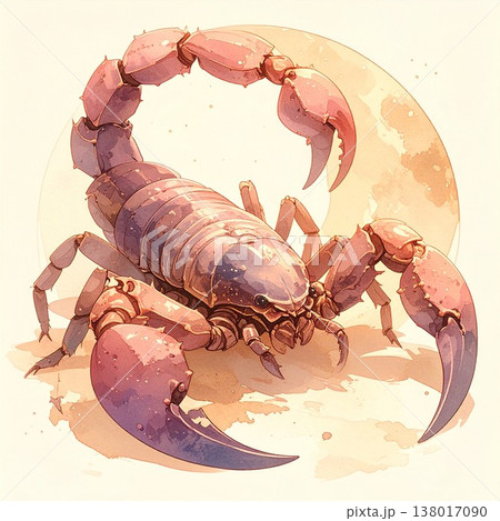 リアル調サソリの蠍座モチーフ水彩イラスト｜十二星座・星占いモチーフ1／チラシやポスター用素材 138017090